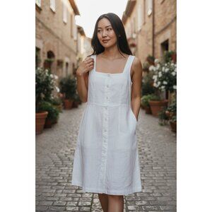 A New Day Womens White Sleeveless Button-Front Dress With Pockets Size Small